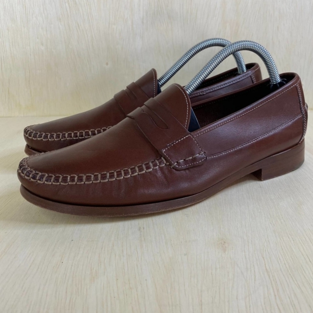 Johnston & Murphy Danbury Men's Brown Leather Slip On Penny Loafer Shoes 8.5M